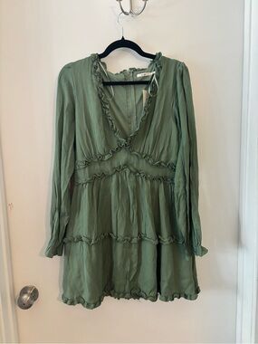 Francesca's Sage Green Ruffle Mini Dress